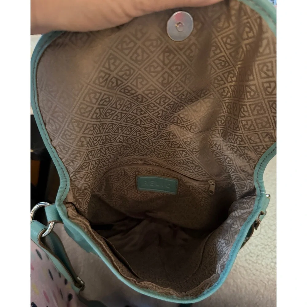 Relic Crossbody Bag Women Medium Teal Green Faux Leather Turnlock Crossbody
